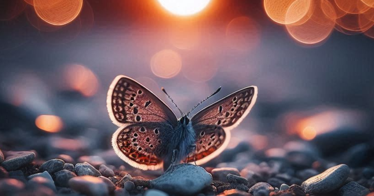 Un papillon sur le gravier