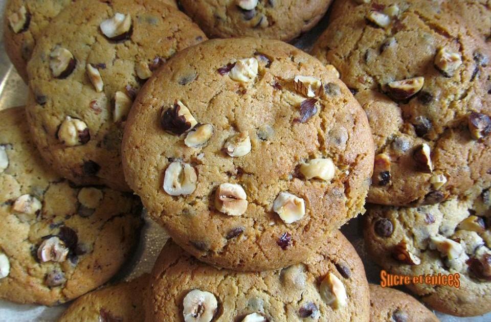 Cookies aux noisettes, chocolat et praliné
