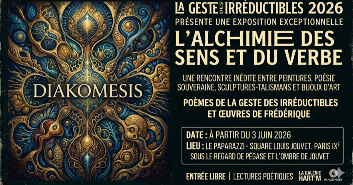 EXPOSITION ÉVÉNEMENT DIAKOMESIS : L'ALCHIMIE DES SENS ET DU VERBE à partir du 3 Juin 2026 à 21h