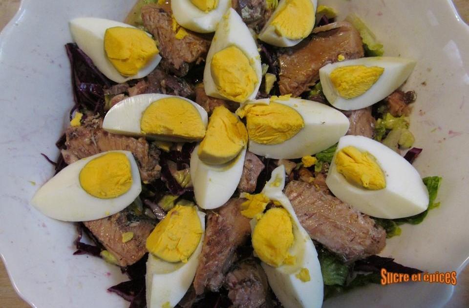 Salade de chou rouge aux sardines et oeufs