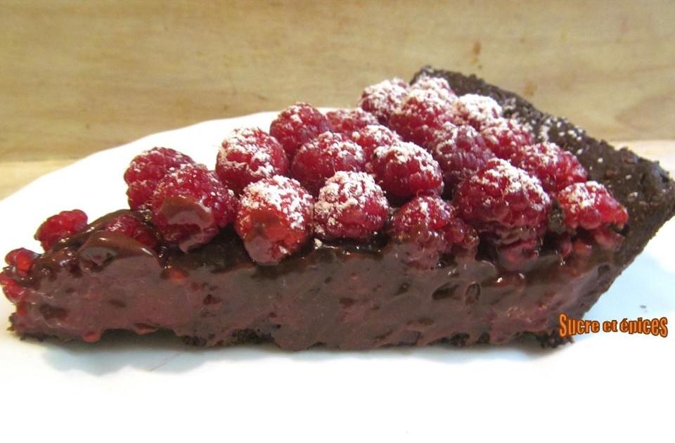 Tarte intensément chocolat aux framboises