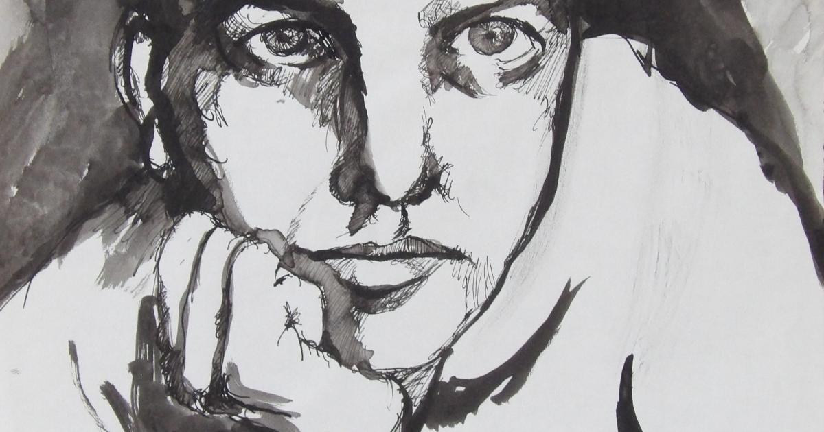 Carnets Dessins jeux de couleurs et d'ombres : Hervé Guibert d'après photo - 1993