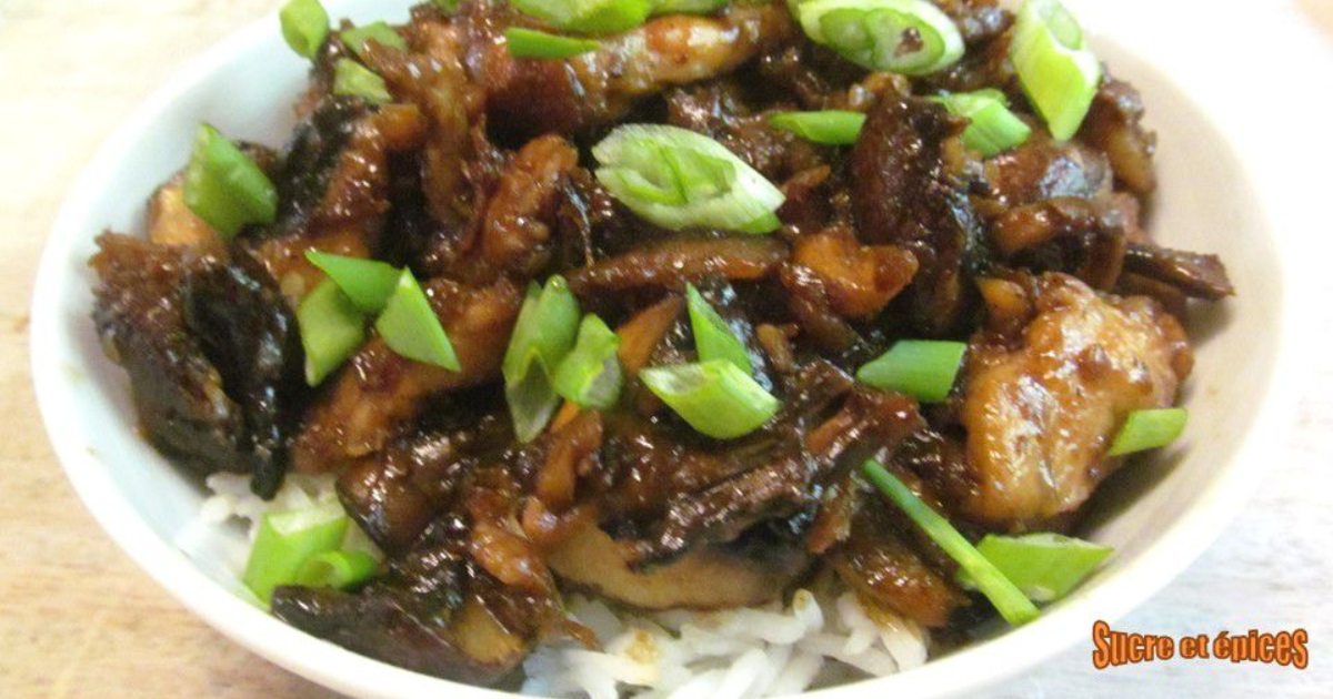 Stir fry de poulet aux champignons et gingembre