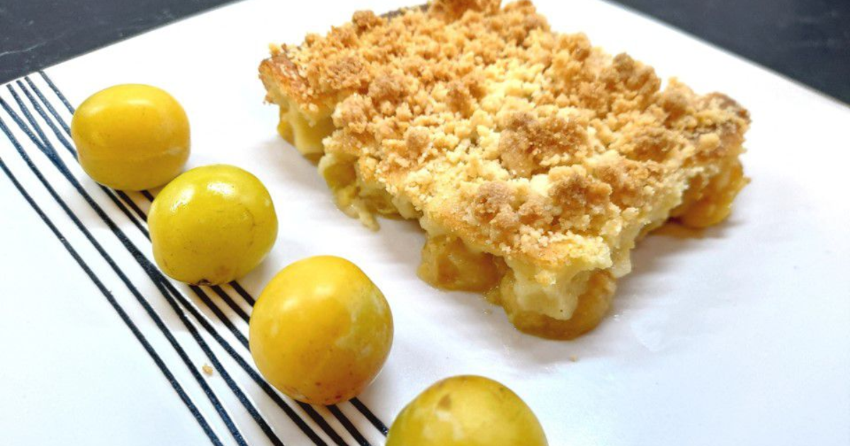 Clafoutis aux mirabelles avec streusel aux amandes