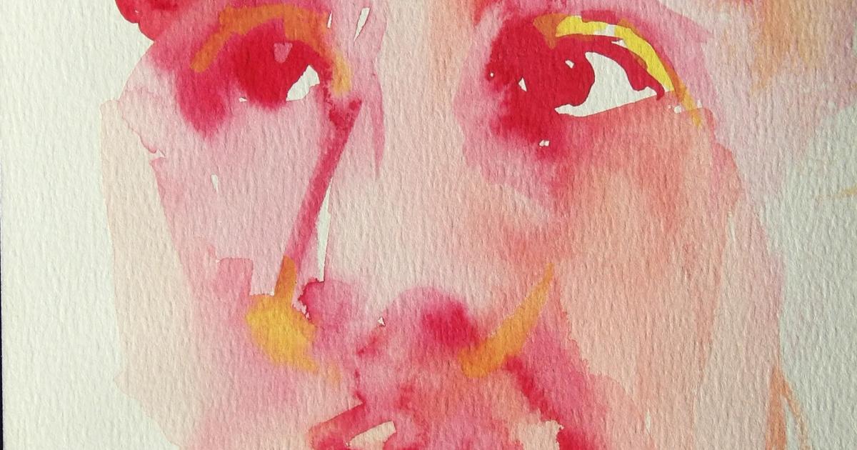Carnets Dessins jeux de couleurs et d'ombres : Autoportrait d'après photo - 2016