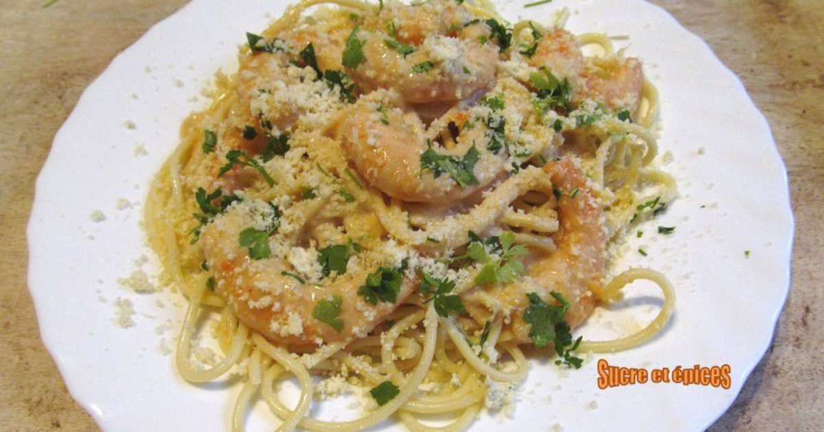 Crevettes en sauce blanche au citron et au parmesan