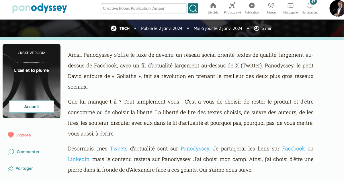 🇺🇸 Facebook, 🇺🇸 Twitter X, 🇺🇸 Instagram, 🇨🇳 Tik Tok, 🇺🇸 LinkedIn, 🇺🇸 Medium, 🇺🇸 Threads. Voeux et mission Panodyssey 🇫🇷 🇪🇺