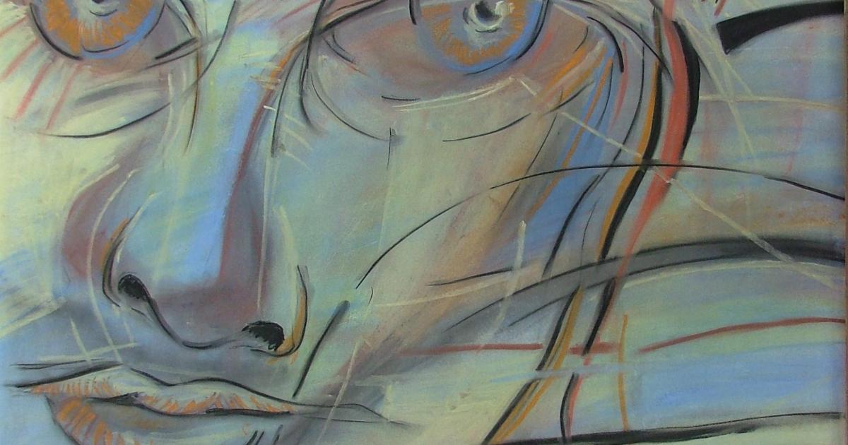 Le félin bleu - peinture au fil du temps