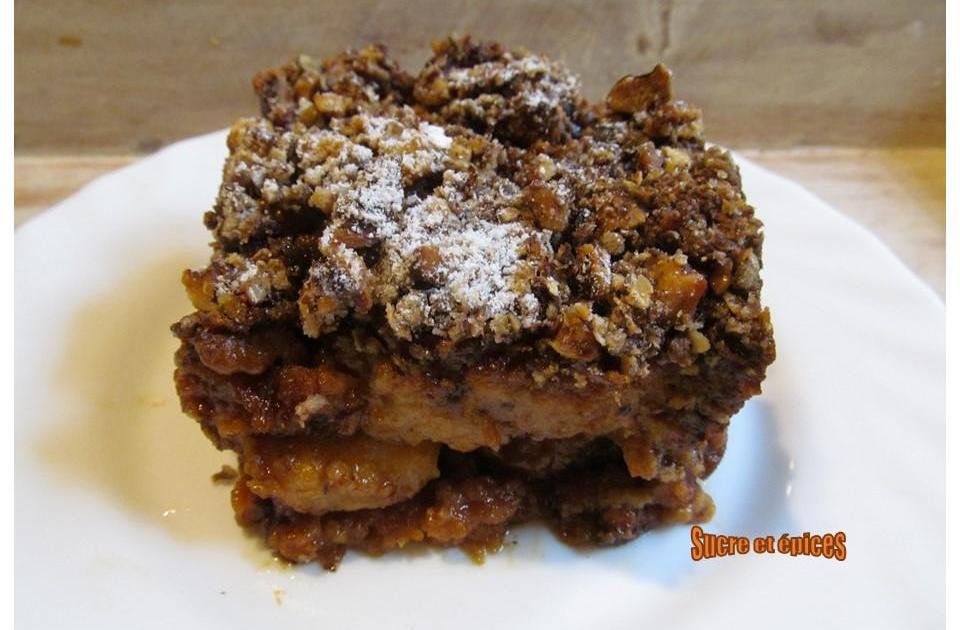 Pudding aux bananes caramélisées et noix