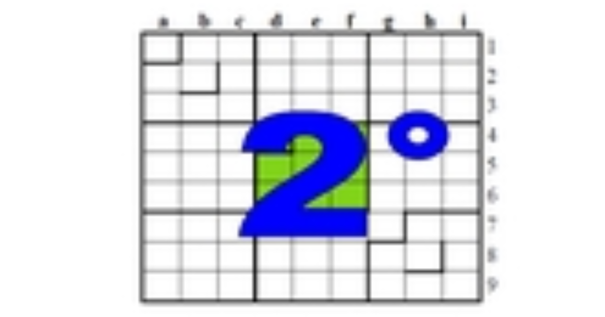 Deuxième centrosudoku, avec le rappel de la solution du premier centrosudoku.