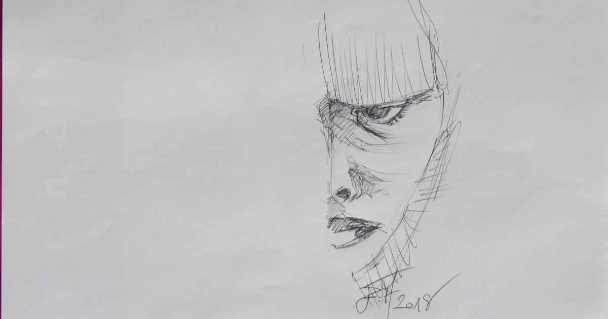 Dessins d'après les screen test d'Andy Warhol  shot between 1963 and 1966 -17 et fin - Susan Bottomly 1966 - 2018