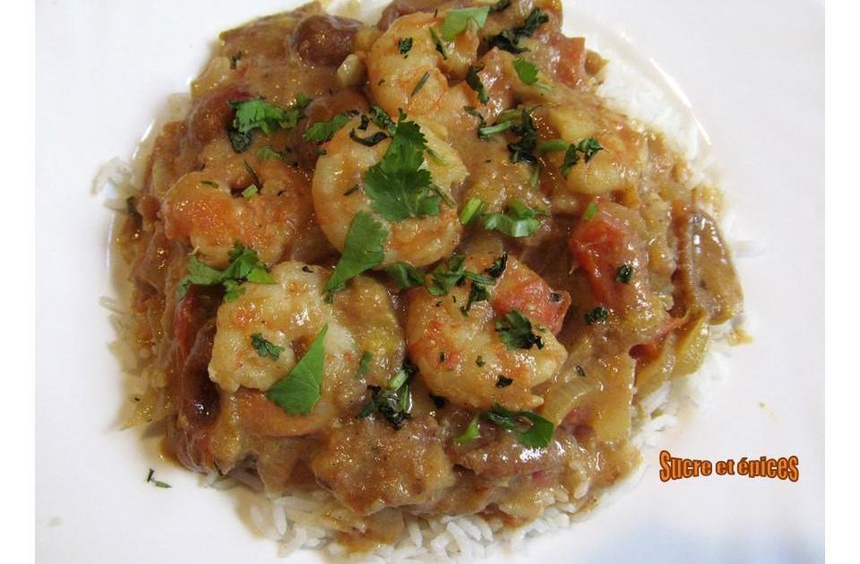 Curry de crevettes aux mirabelles
