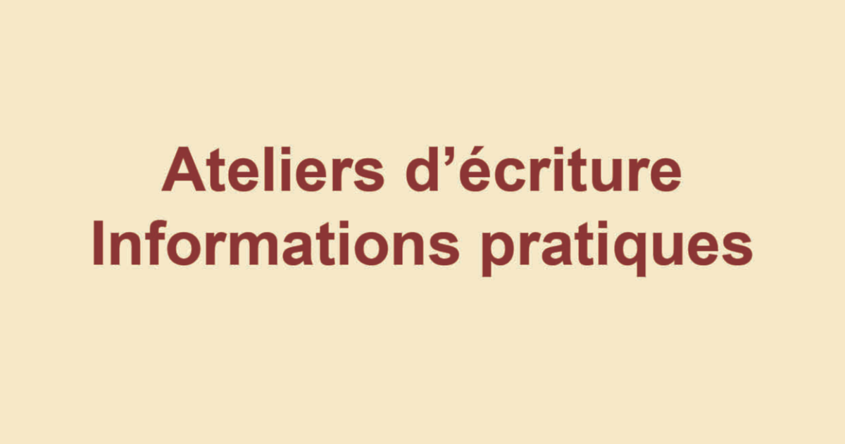Prochaines dates des ateliers d'écriture Bernard Zirnhelt en Seine-et-Marne
