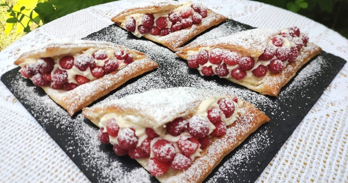 Feuilletés aux framboises et crème mascarpone - Recette en vidéo