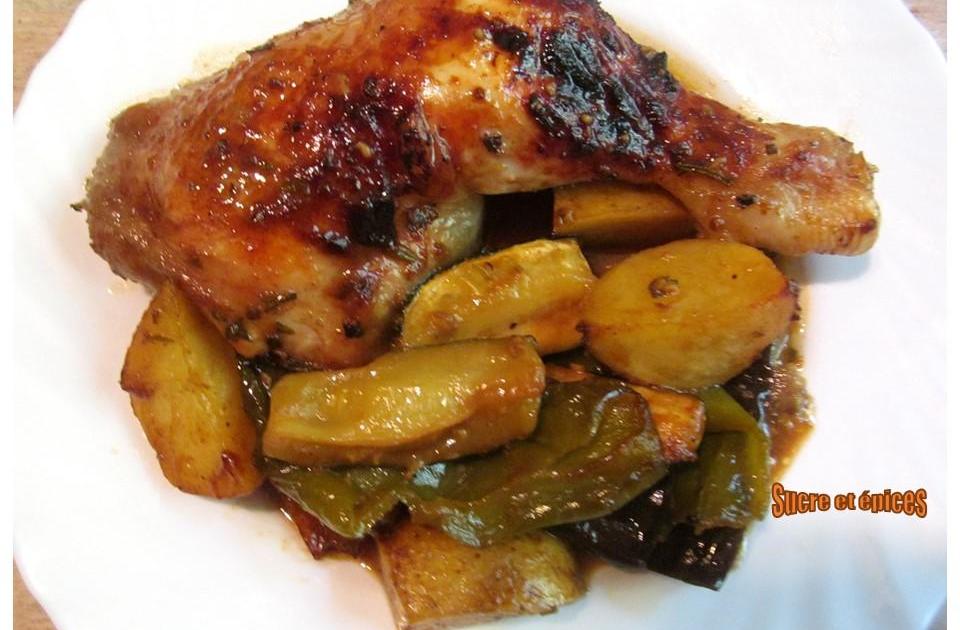 Cuisses de poulet grillées aux légumes