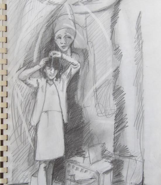 Elle songe... - Carnets Dessins jeux de couleurs et d'ombres : 1992
