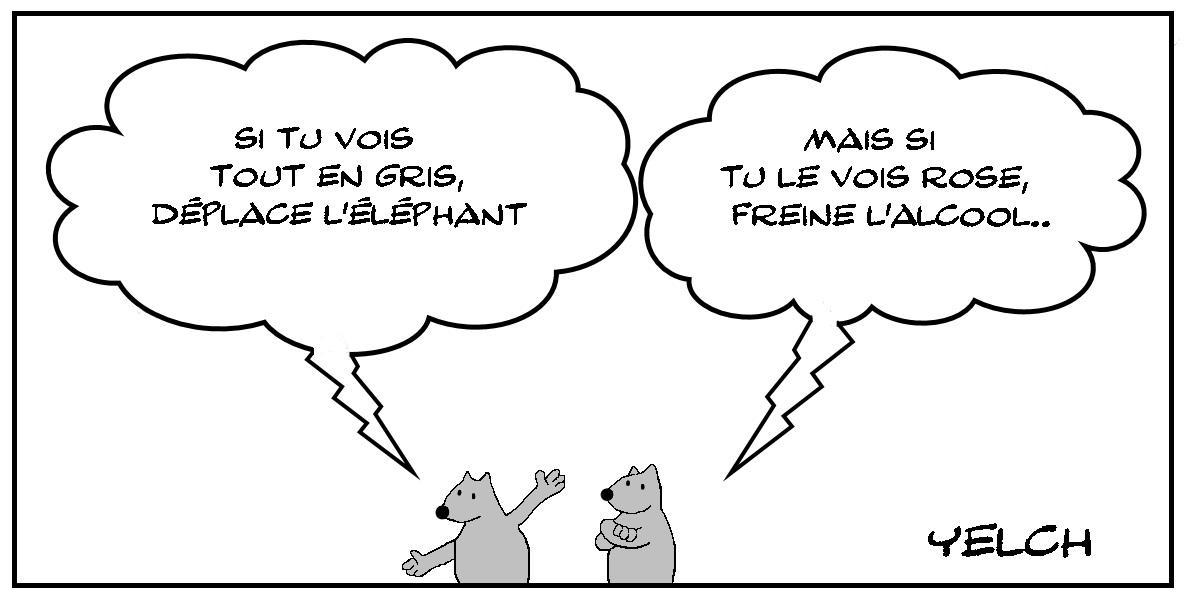 Elephant gris , éléphant rose