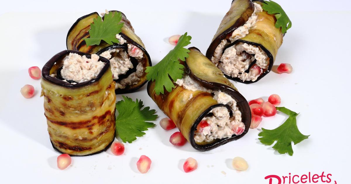 Roulés d'aubergine aux noix