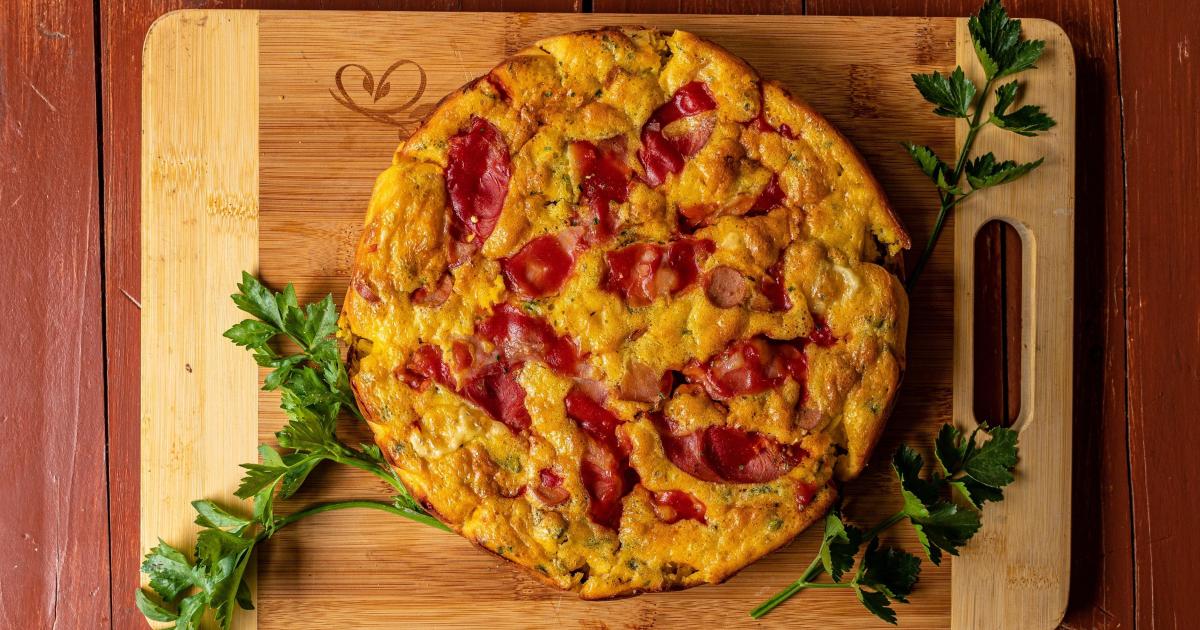 Tarte au chèvre frais, bacon et artichauts