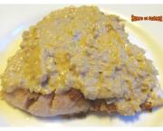 Filets de perche grillés sauce à la Vache qui rit, moutarde et vin blanc