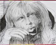 Dessins d'après les screen test d'Andy Warhol shot between 1963 and 1966 -6 -Nico (1) - 2018