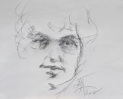 Dessins d'après les screen test d'Andy Warhol shot between 1963 and 1966 -3 - Bob Dylan - 2018