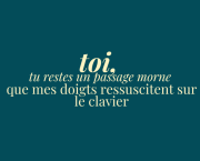 éclats du féminin - toi, tu restes un passage morne que mes doigts ressuscitent sur le clavier