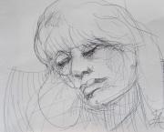 Dessins d'après les screen test d'Andy Warhol shot between 1963 and 1966 -7 -Nico (2) - 2018