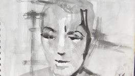 Carnets Dessins jeux de couleurs et d'ombres : Autoportrait d'après photo - 2016