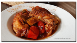 Poulet basquaise au jambon de Bayonne.