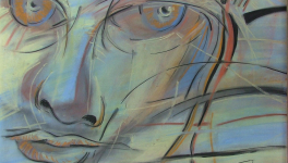 Le félin bleu - peinture au fil du temps