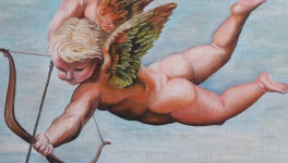 Cupidon assis sur son canon ou la Saint-Valentin