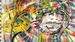 Joue contre joue - peinture au fil du temps - 2018