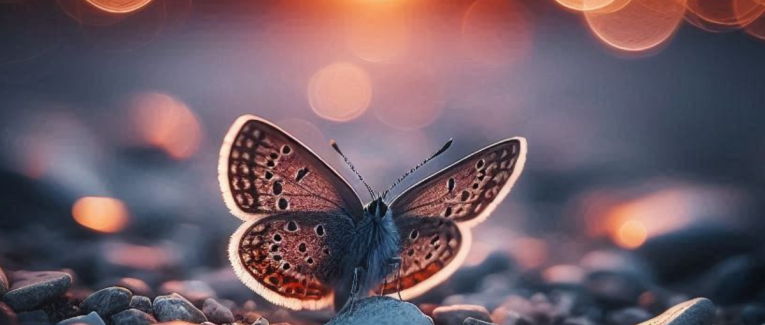 Un papillon sur le gravier