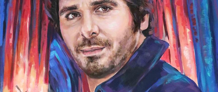 PATRICK FIORI. Tournée Version Originale dans les églises (portrait à l' huile).