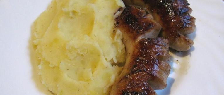 Boudins blancs poêlés à la purée de pommes de terre