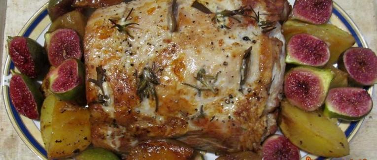 Rôti de porc aux pommes de terre et figues