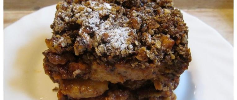 Pudding aux bananes caramélisées et noix