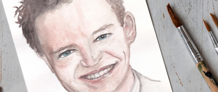 Hommage artistique à Matthew Perry : un portrait vibrant à l'aquarelle.
