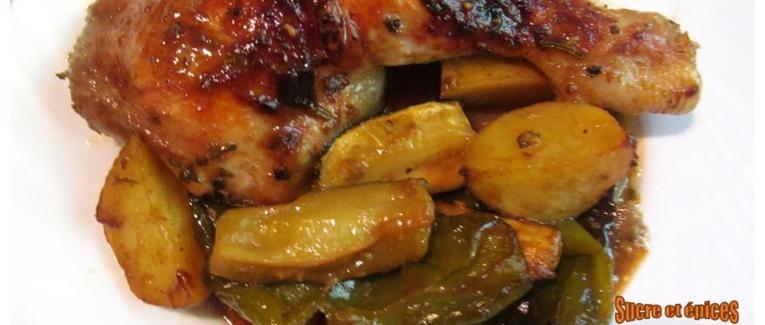 Cuisses de poulet grillées aux légumes