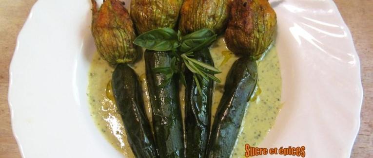 Fleurs de courgettes farcies à la viande et aux herbes de Provence