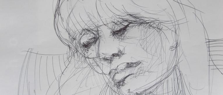 Dessins d'après les screen test d'Andy Warhol shot between 1963 and 1966 -7 -Nico (2) - 2018