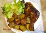 Cuisses de poulet et pommes de terre aux épices cuites au four