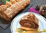 Bûche roulée avec ganache montée au chocolat au lait et mascarpone