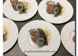 Langoustines en deux façons, tuile dentelle à l'encre de seiche