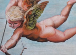 Cupidon assis sur son canon ou la Saint-Valentin