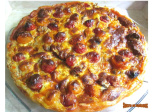 Tarte aux tomates cerises, champignons et chorizo