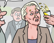 Marion Maréchal - Le Pen aspergée de bière