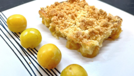 Clafoutis aux mirabelles avec streusel aux amandes 