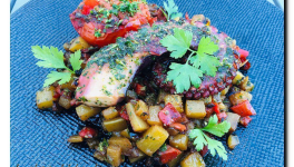 Tentacules de poulpe et légumes grillés en persillade